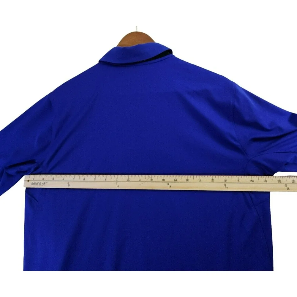 Nike Polo Shirt Men's Medium Blue Black strip Performance‎ Golf Dri Fit